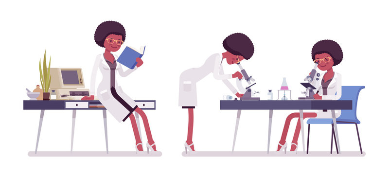 Female black scientist working
