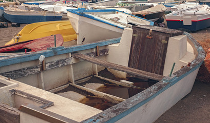 Fototapeta na wymiar cemetery boats on beach