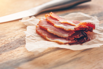 Meat snack in rural style, dried pork