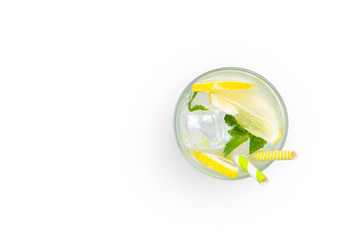 Creative layout - fresh lemonade and ingredients isolated