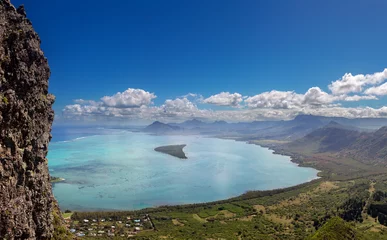 Cercles muraux Le Morne, Maurice Vue depuis Le Morne Brabant de la côte à La Gaulette dans le sud de l& 39 île Maurice, Afrique.