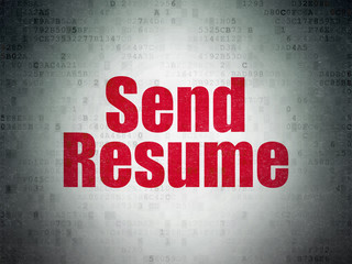 Finance concept: Painted red word Send Resume on Digital Data Paper background