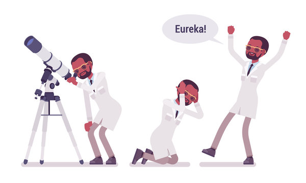 Male black scientist happy with eureka result