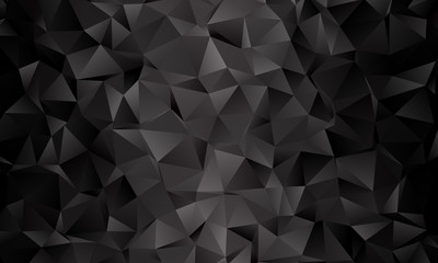 Black polygon background. Vector imitation of the 3D illustration. Pattern with triangles of different scale. - obrazy, fototapety, plakaty