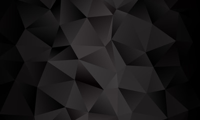 Black polygon background. Vector imitation of the 3D illustration. Pattern with triangles of different scale.