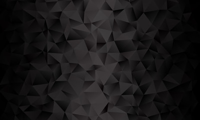 Black polygon background. Vector imitation of the 3D illustration. Pattern with triangles of different scale.