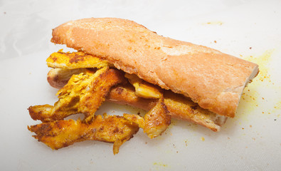 Turmeric chicken breast sandwich.