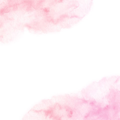Hand painted pink watercolor border texture isolated on the whit