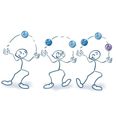 Strichmännchen jonglieren Bälle