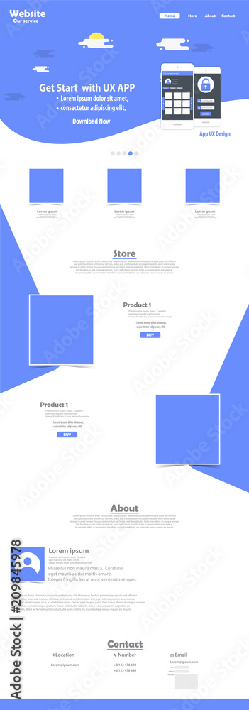 Wall mural website landing page vector template design