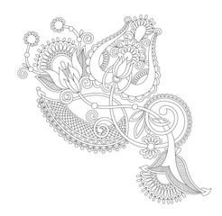 black line hand drawing of magic flower