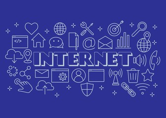 Internet poster with flat icons set