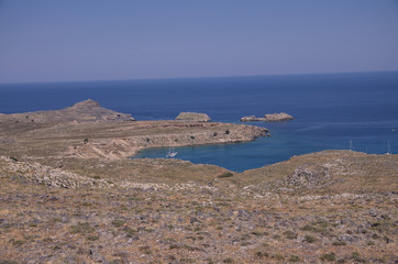 Lindos, Grecja - panorama wybrzeża