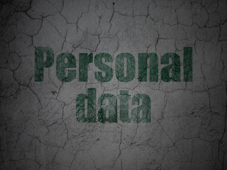 Data concept: Green Personal Data on grunge textured concrete wall background