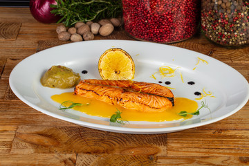 Delicious salmon stake