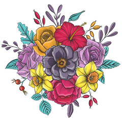 vintage vector floral composition