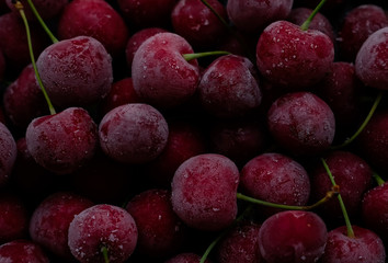 Frozen cherry close up dark moody photography