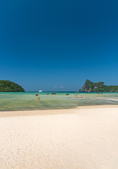 Fototapeta na wymiar Phi Phi Islands are a popular tour destination from Phuket and Krabi.