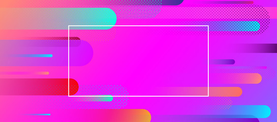 Obraz premium Pink banner with frame and colorful geometric pattern.