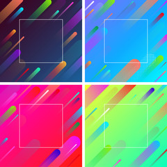 Colorful backgrounds with frame and geometric pattern.