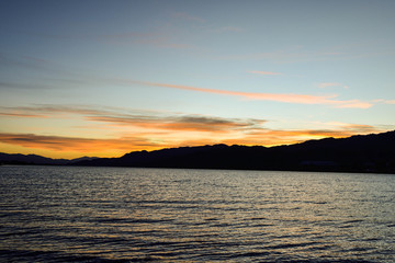 Cromwell , NEW ZEALAND - May 3, 2016: Lowburn Harbour  camping site in sunrise time