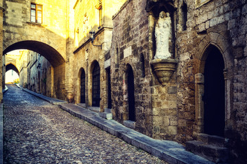 streets of the Knights in the old town of Rhodes