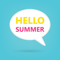 hello summer written on speech bubble- vector illustration