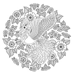  Firebird for anti stress Coloring Page with high details.