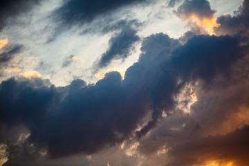 Clouds in the sky at sunset as background