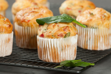 Home Baked Cheese And Vegetables Muffins With Pepper, Spinach, Sweetcorn, Mature Gouda.