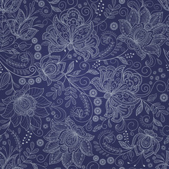 abstract dark blue floral backgrond