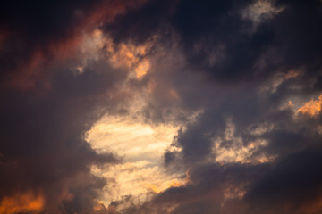 Clouds in the sky at sunset as background