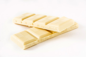 White chocolate bar isolated on white background