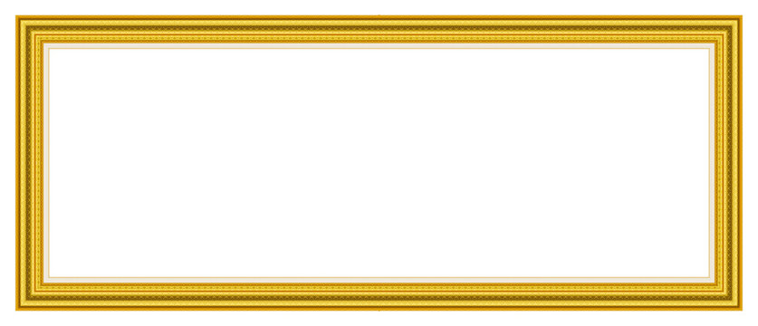 Gold picture frame isolated on white background with clipping path