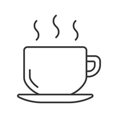 Cup with hot drink linear icon