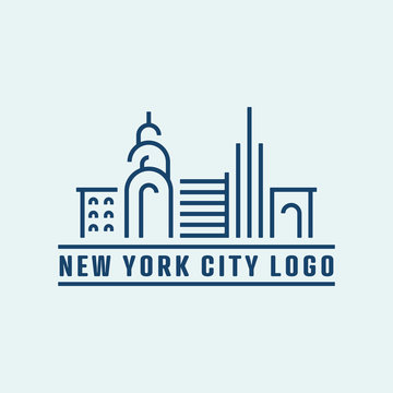New york city architecture skyline building minimalist clean line logo icon