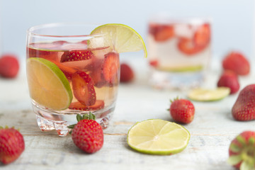 Water with strawberry and lime