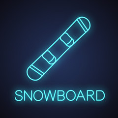 Snowboard neon light icon