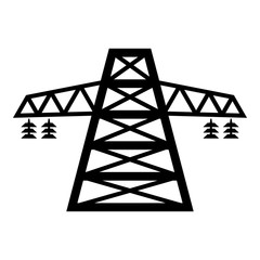 Electric pole post high voltage set line icon black color illustration flat style simple image
