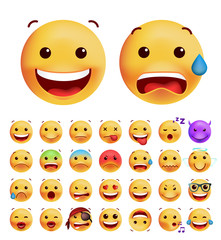 Fototapeta premium Set of Cute Emoticons on White Background . Isolated Vector Illustration 