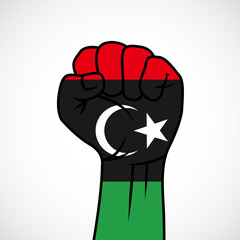 Fist with flag of Libya
