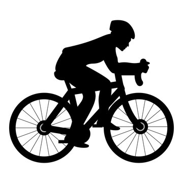 Cyclist on bike silhouette icon black color illustration flat style simple image
