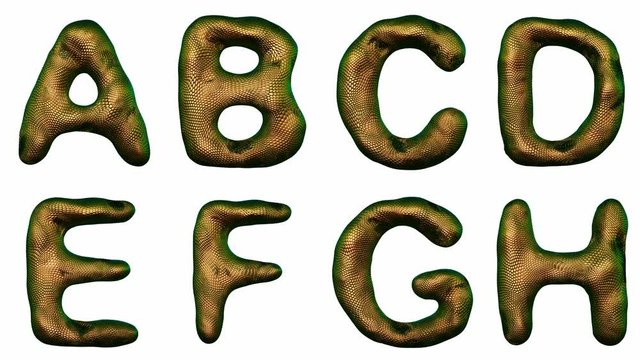 Alphabet from snake skin isolated on a white background.