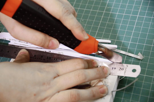 handmade creating of the diary from special scrapbooking paper
