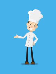 Cartoon Chef  happy Flat Vector Illustration Design