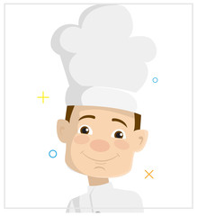 Cartoon Chef face Flat Vector Illustration Design