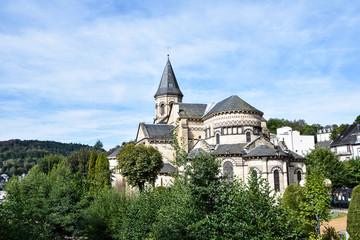 Fototapeta na wymiar La Bourboule , France -September 22, 2016: La-Bourboule, Saint-Joseph church in Auvergne, France.