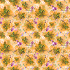 Obraz premium Floral Watercolor Pattern. Summer Vintage Flower Print. Modern Dress Design. Bud Repeating Wallpaper Design. Meadow Flowers Illustration. Spring Illustration for Textile. Exotic Flower. Hibiscus.