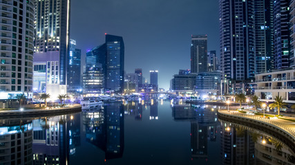 Fototapeta na wymiar Night scene in the Dubai, Marina Dubai.