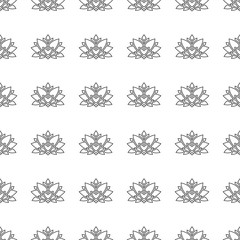 Lotus outline seamless pattern. Background from indian flowers for your website. Indian backdrop for fabric. Vector illustration